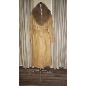 Women's Leather Coat with fur Collar